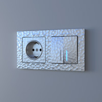 Двойная рамка Werkel Hammer с розеткой и двухклавишным включателем с подсветкой