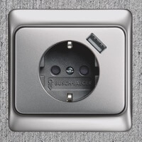 Розетка ABB, Alpha exclusive, Цвет: Платина