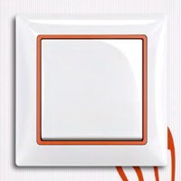 Выключатель ABB, Basic 55, Рамка: Альпийский белый, Вставка: Оранжевый