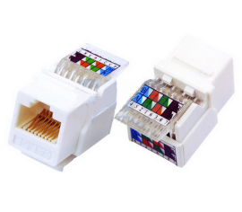 Разъем Modular Jack (тип Keystone/AMP) RJ45 Cat.5e (UTP)
Office СКС,  PRO СКС,  одинарная,  двойная,   цвет - белый,  пластмасса,  03-1011,  Rexant
 - PULSAL.RU