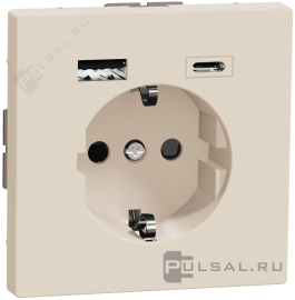 Розетка USB A+C, 2.4А с электрической розеткой
D-Life,  USB type-C 5V,  USB type-A 5V,  Электр. с USB,  двойная,   цвет - сахара,  пластмасса,  MTN2367-6033,  MEG2367-6033,  Merten
 - PULSAL.RU