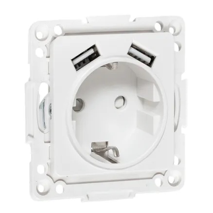 Розетка USB type-A с электрической розеткой
Стокгольм,  USB type-A 5V,  Электр. с USB,  двойная,   цвет - белый,  пластмасса,  EYR16-2USB-typeA,  EKF
 - PULSAL.RU