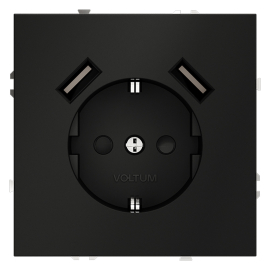 Электрическая розетка с зарядкой USB A+A, 3.2А
S70,  USB type-A 5V,  Электр. с USB,  двойная,   цвет - черный матовый,  пластмасса,  VLS040408,  Voltum
 - PULSAL.RU