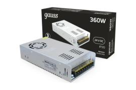 Блок питания
Gauss,  не диммируется,   выходная мощность - 360Вт,   выходное напряжение max - 24В,   корпус  - стандартный
