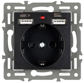 Зарядка USB 2,1А с электрической розеткой
PRESTO,  GLARE,  VERSA,  USB type-A 5V,  Электр. с USB,  двойная,   цвет - черный,  пластмасса,  043734 ARL,  043734,  Аrlight
 - PULSAL.RU