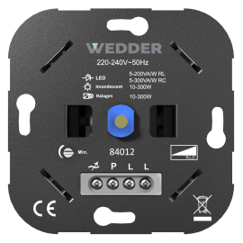 Диммер универсальный для LED 5-300 Вт
R1,  R2,  R3,  поворотно-нажимной,  с возможностью управления с 2-х мест,  лампы накаливания и галогенные 220В (R),  лампы с электронным (емкостным) трансформ.(C),  диммируемые лампы LED 220В (LEDi тип L),  диммируемые лампы LED 220В (LEDi тип C),  84012-F,  Wedder
 - PULSAL.RU