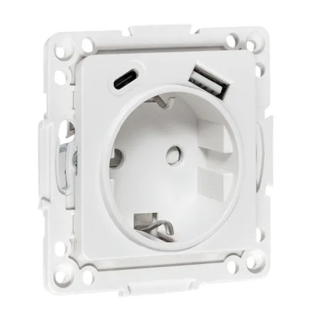 Розетка USB type-A+C с электрической розеткой
Стокгольм,  USB type-C 5V,  USB type-A 5V,  Электр. с USB,  двойная,   цвет - белый,  пластмасса,  EYR16-2USB-typeA-typeC,  EKF
 - PULSAL.RU