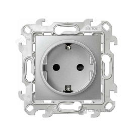 Розетка
Simon 24 Harmonie,  со шторками,  с заземлением,  одинарная,  безвинтовые клеммы,   цвет - алюминий,  пластмасса,  2450432-033,  Simon
 - PULSAL.RU