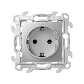 Розетка
Simon 24 Harmonie,  без шторок,  с заземлением,  одинарная,  безвинтовые клеммы,   цвет - алюминий,  пластмасса,  2450434-033,  Simon
 - PULSAL.RU