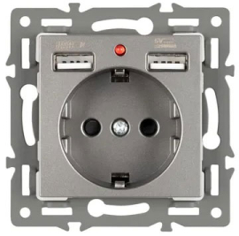 Зарядка USB 2,1А с электрической розеткой
PRESTO,  GLARE,  VERSA,  USB type-A 5V,  Электр. с USB,  двойная,   цвет - серый,  пластмасса,  043735 ARL,  043735,  Аrlight
 - PULSAL.RU