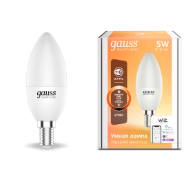 Лампа Gauss Smart Home С37 5W 470lm 2700К Е14 диммируемая LED 1/10/40
светодиодная
Smart Light,   цоколь - E14,   мощность - 5Вт,   световой поток - 470Лм,   цветовая температура - 2700К,  диммируется,  1100112,  Gauss - PULSAL.RU
