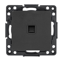 Розетка компьютерная RJ45 Cat.5e (UTP)
Стокгольм,  одинарная,   цвет - черный,  пластмасса,  EZK01-035-10,  EKF
 - PULSAL.RU