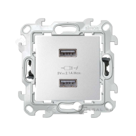 Розетка USB, 2,1А
Simon 24 Harmonie,  USB type-A 5V,  двойная,   цвет - алюминий,  пластмасса,  2411096-033,  Simon
 - PULSAL.RU