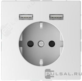 Розетка USB A+A, 2.4А с электрической розеткой
D-Life,  USB type-A 5V,  Электр. с USB,  двойная,   цвет - белый лотос,  пластмасса,  MTN2366-6035,  MEG2366-6035,  Merten
 - PULSAL.RU