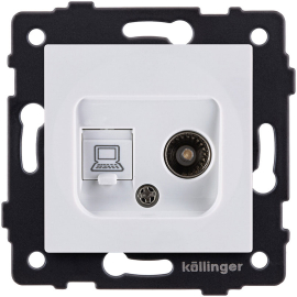Розетка одиночная TV (тип"мама") + RJ45
Aspekt,  Eleganz,  Reflex,  телевизионная (TV),  одинарная,   цвет - белый,  пластмасса,  REA-021WH,  Kollinger
 - PULSAL.RU