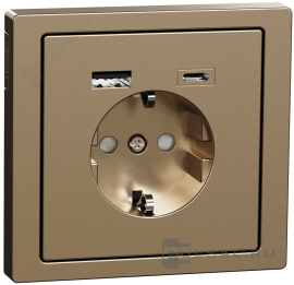 Розетка USB A+C, 2.4А с электрической розеткой
D-Life,  USB type-C 5V,  USB type-A 5V,  Электр. с USB,  двойная,   цвет - шампань,  металл,  MTN2367-6051,  MEG2367-6051,  Merten
 - PULSAL.RU