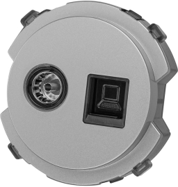 Розетка оконечная TV+RJ45 Cat.5 (UTP)
Байкал,  телевизионная (TV),  одинарная,   цвет - платина,  пластмасса,  SQ1819-0319,  TDM
 - PULSAL.RU