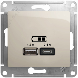 Розетка USB type-C + type-A, 2.4А
Glossa,  USB type-C 5V,  USB type-A 5V,  двойная,   цвет - молочный,  пластмасса,  GSL000939,  Schneider Electric
 - PULSAL.RU