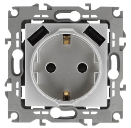 Розетка USB type-A, 3.0А с электрической розеткой
Эра 12,  USB type-A 5V,  двойная,   цвет - алюминий,  пластмасса,  Б0047842,  12-4109-03,  ЭРА
 - PULSAL.RU
