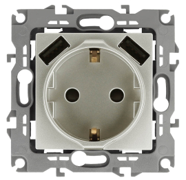 Розетка USB type-A, 3.0А с электрической розеткой
Эра 12,  USB type-A 5V,  двойная,   цвет - перламутр,  пластмасса,  Б0047849,  12-4109-15,  ЭРА
 - PULSAL.RU